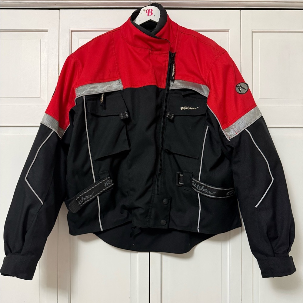 Fieldsheer Unisex Size 3XL Red/Black Motorcycle Jacket with Shoulder Elbow Pads